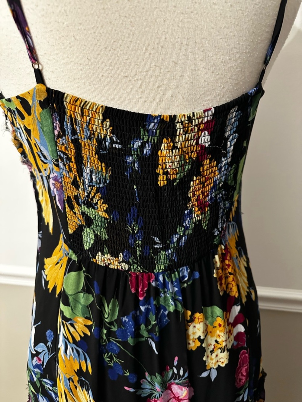 New with Tag! $198 Anthropologie Floral Spaghetti-Strap Dress Blooms Sz L - Picture 3 of 8